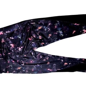 Champion Women's Black Floral Print Velvet Trimmed Leggings Athletic‎ Size XXL